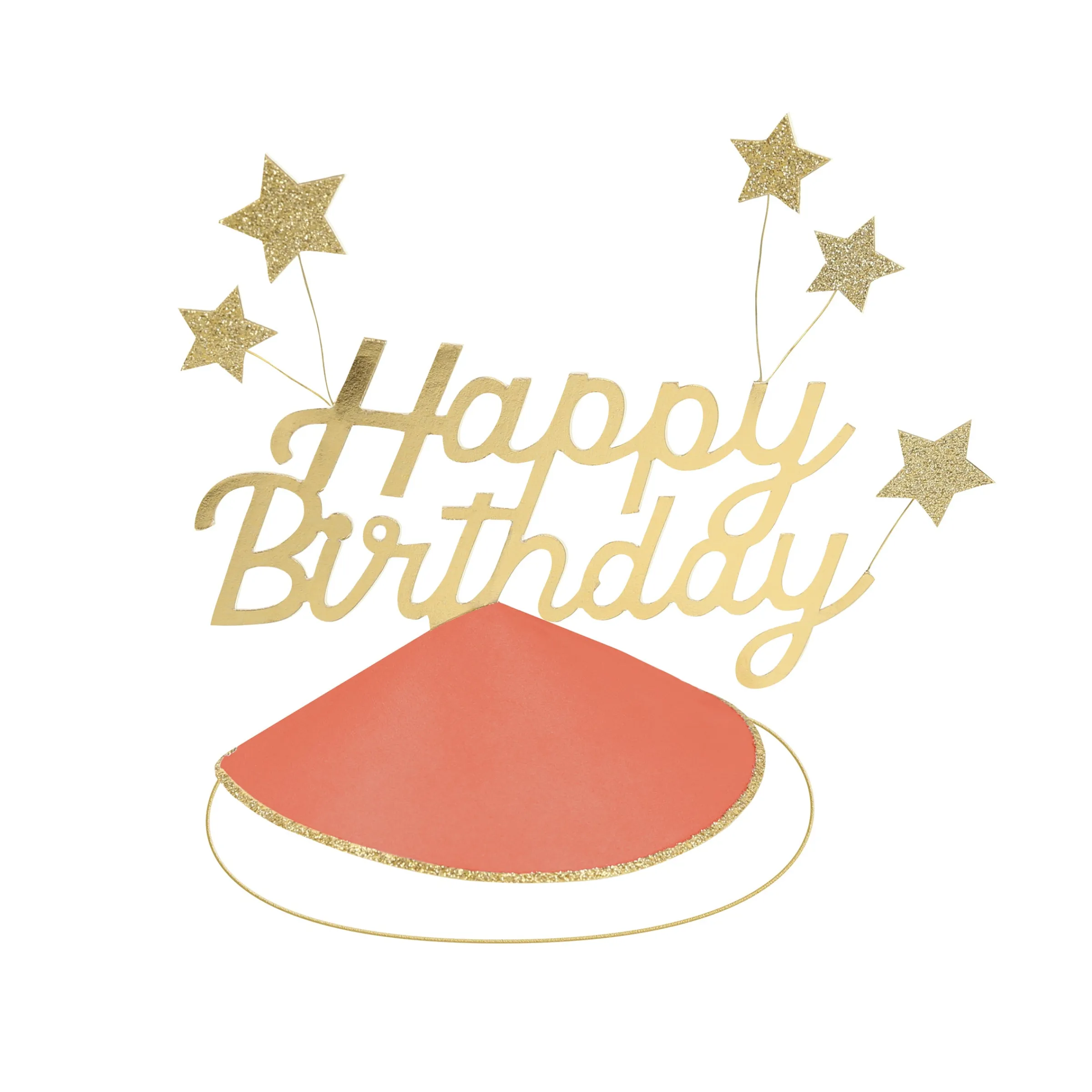 Happy Birthday & Stars Party Hats (x 6)>Meri Meri Clearance