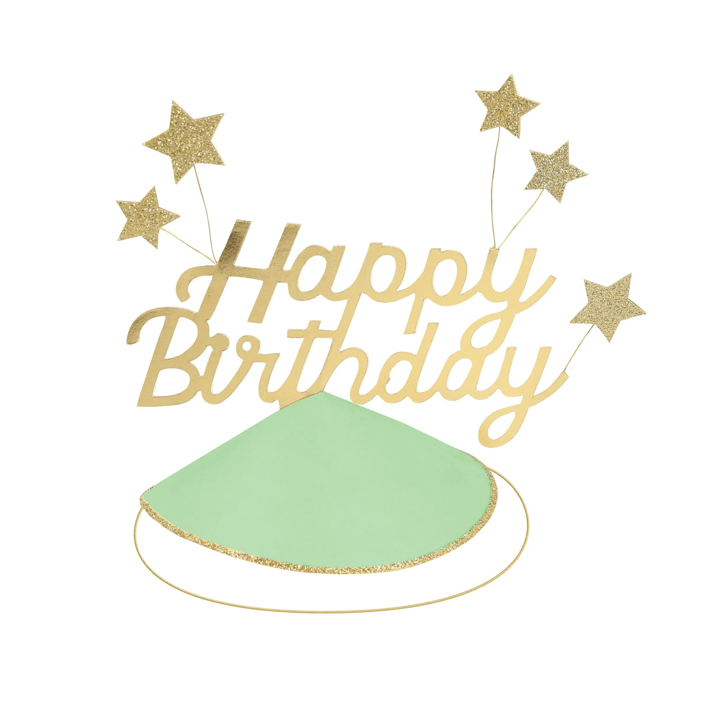 Happy Birthday & Stars Party Hats (x 6)>Meri Meri Clearance