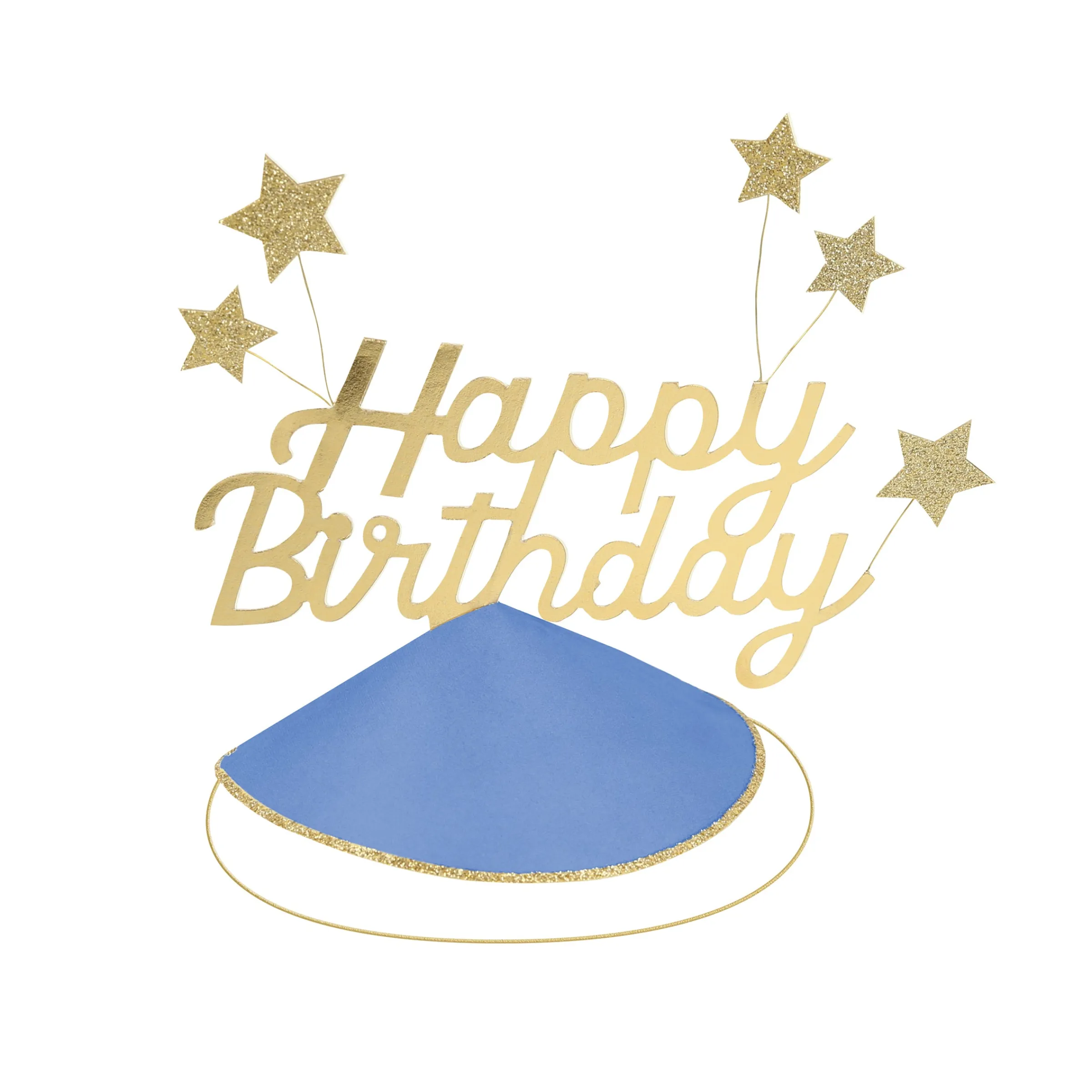 Happy Birthday & Stars Party Hats (x 6)>Meri Meri Clearance