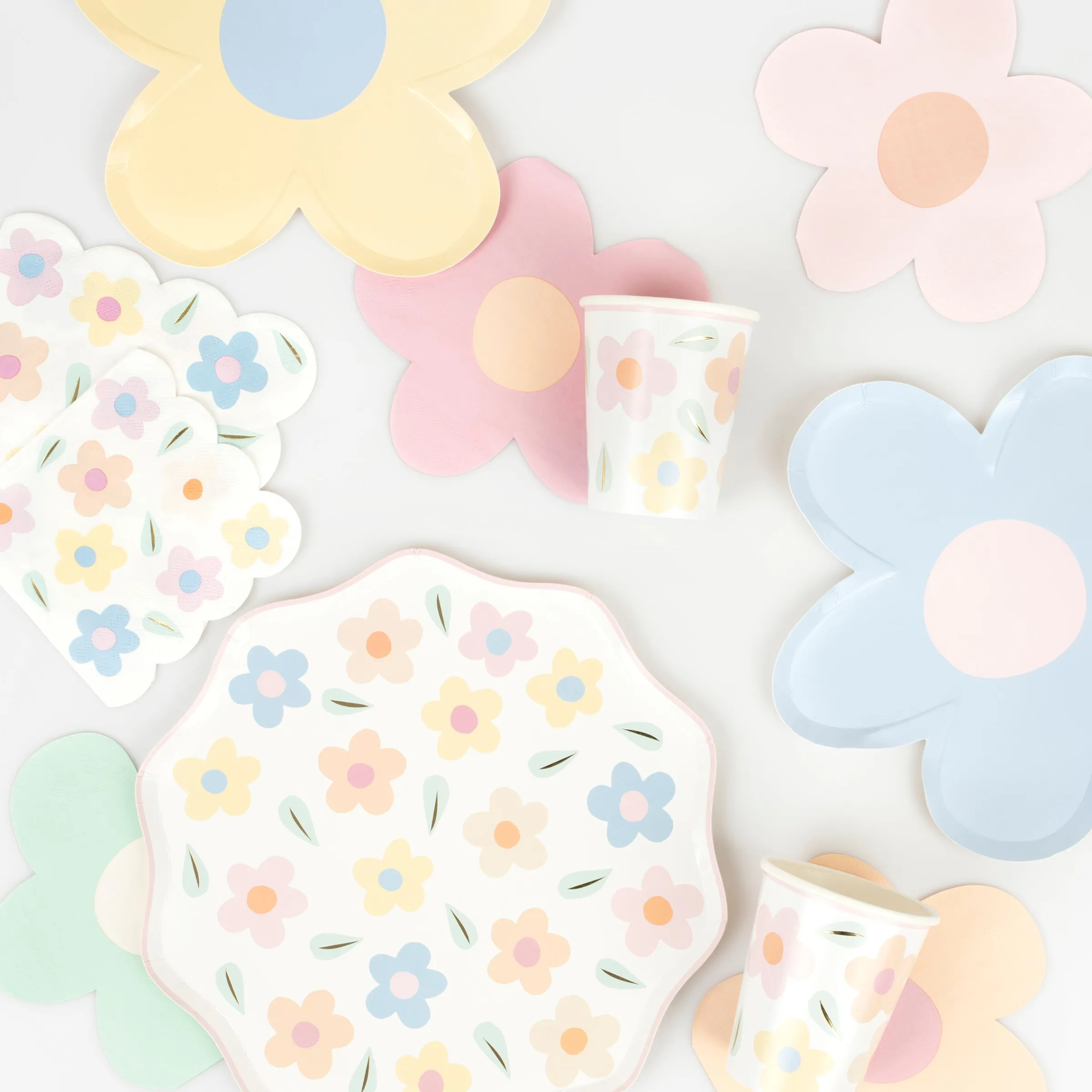 Happy Flowers Dinner Plates (x 8)>Meri Meri New