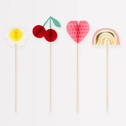 Happy Icons Cake Toppers (x 4)>Meri Meri Clearance