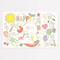 Happy Icons Coloring Placemats (x 8)>Meri Meri Discount