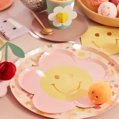 Happy Icons Flower Plates (x 8)>Meri Meri Hot