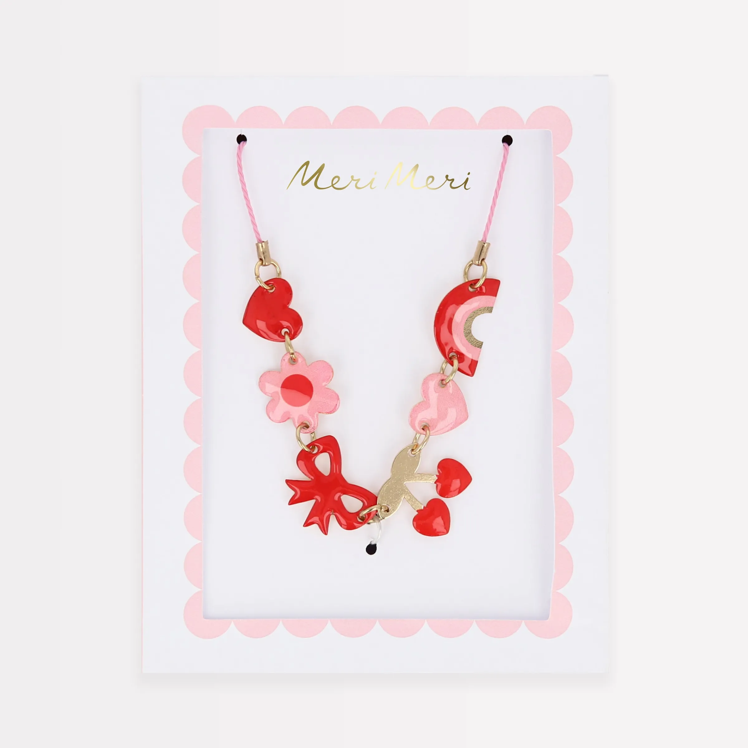 Hearts & Cherries Enamel Charm Necklace>Meri Meri Outlet