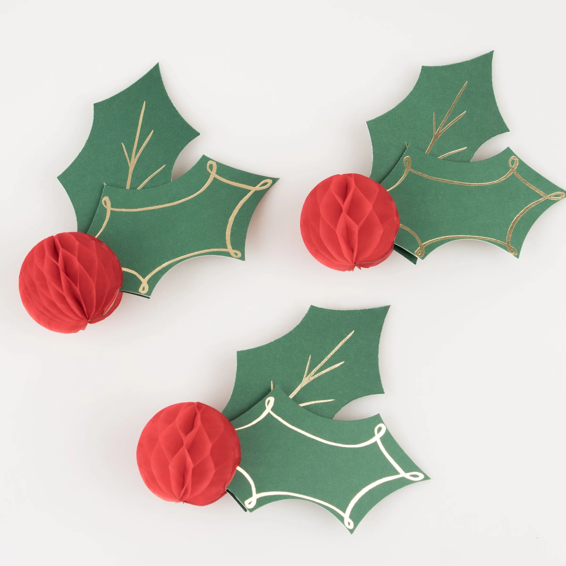 Holly Honeycomb Place Cards (x 8)>Meri Meri Outlet