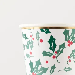 Holly Pattern Cups (x 8)>Meri Meri Online