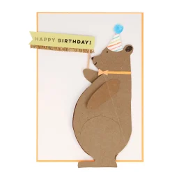 Honey Bear Stand-Up Birthday Card>Meri Meri Clearance