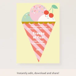 Ice Cream Party Download & Print Invitation>Meri Meri Online