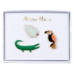 Jungle Enamel Lapel Pins (set of 3)>Meri Meri New