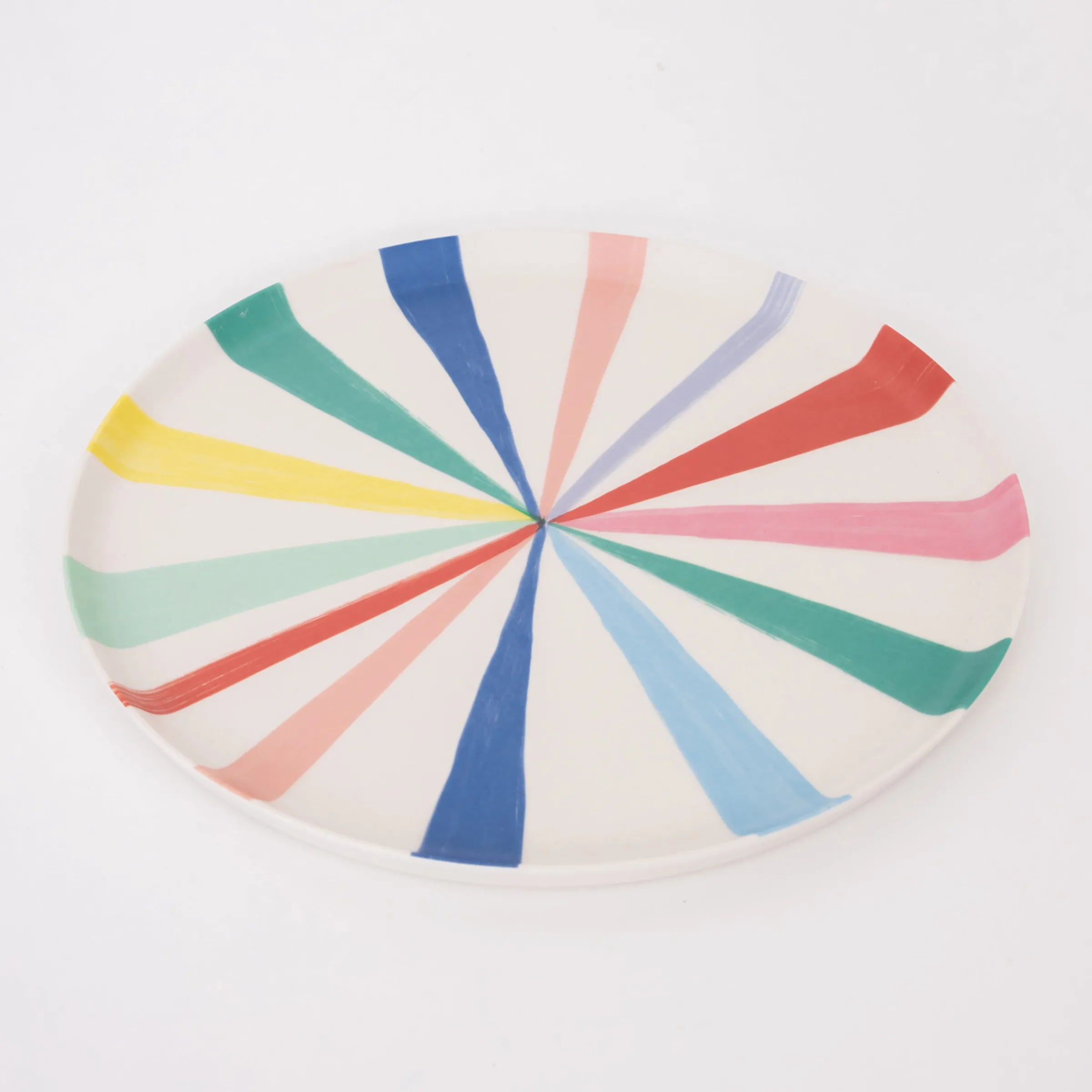 Large Bright Stripe Reusable Bamboo Plates (x 6)>Meri Meri Hot