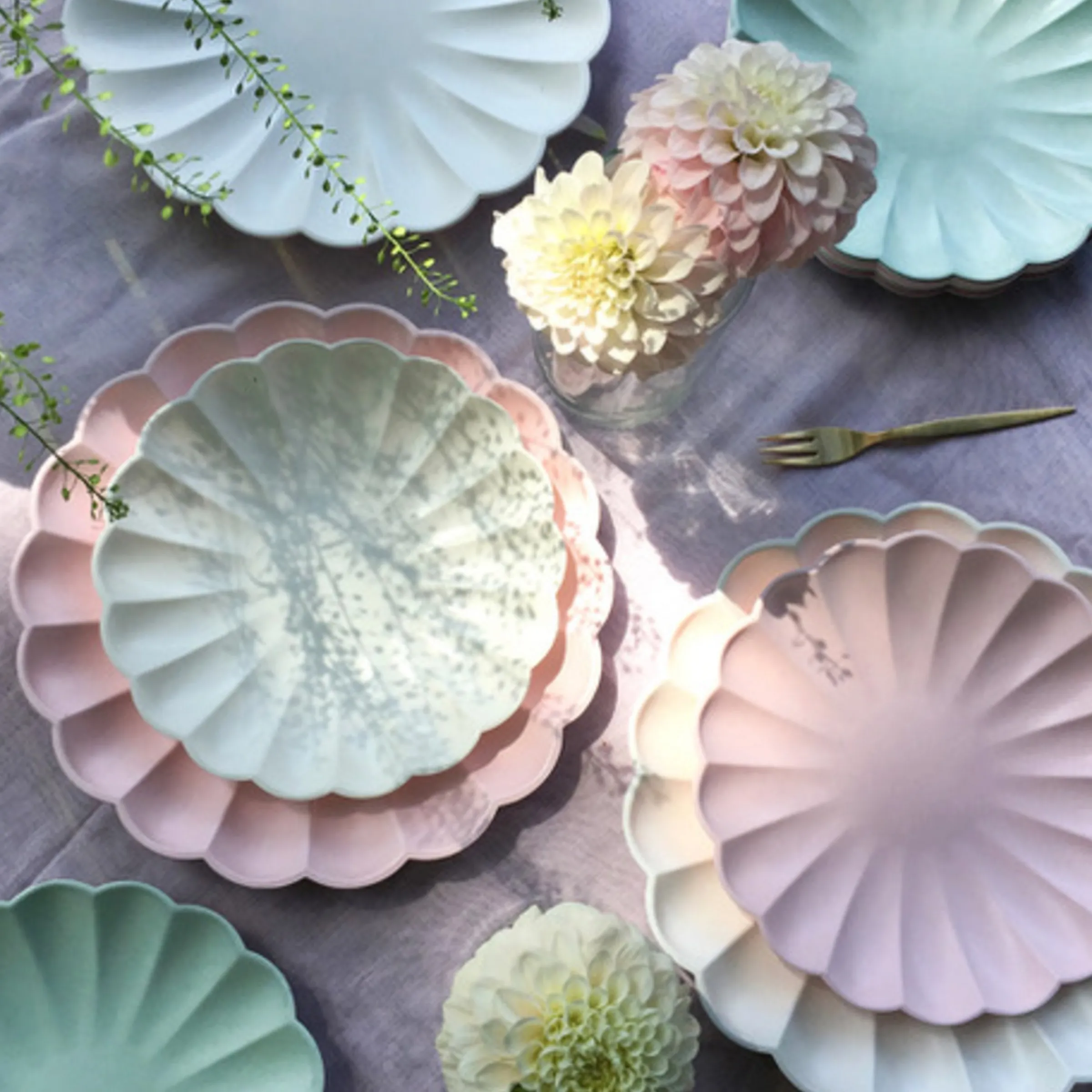 Large Cream Compostable Plates - Big Multipack (x 48)>Meri Meri Discount