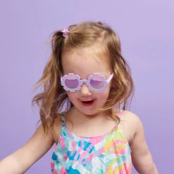 Lavender Flower Mirrored Lense Sunglasses><noscript><img width=