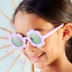 Lavender Flower Mirrored Lense Sunglasses><noscript><img width=