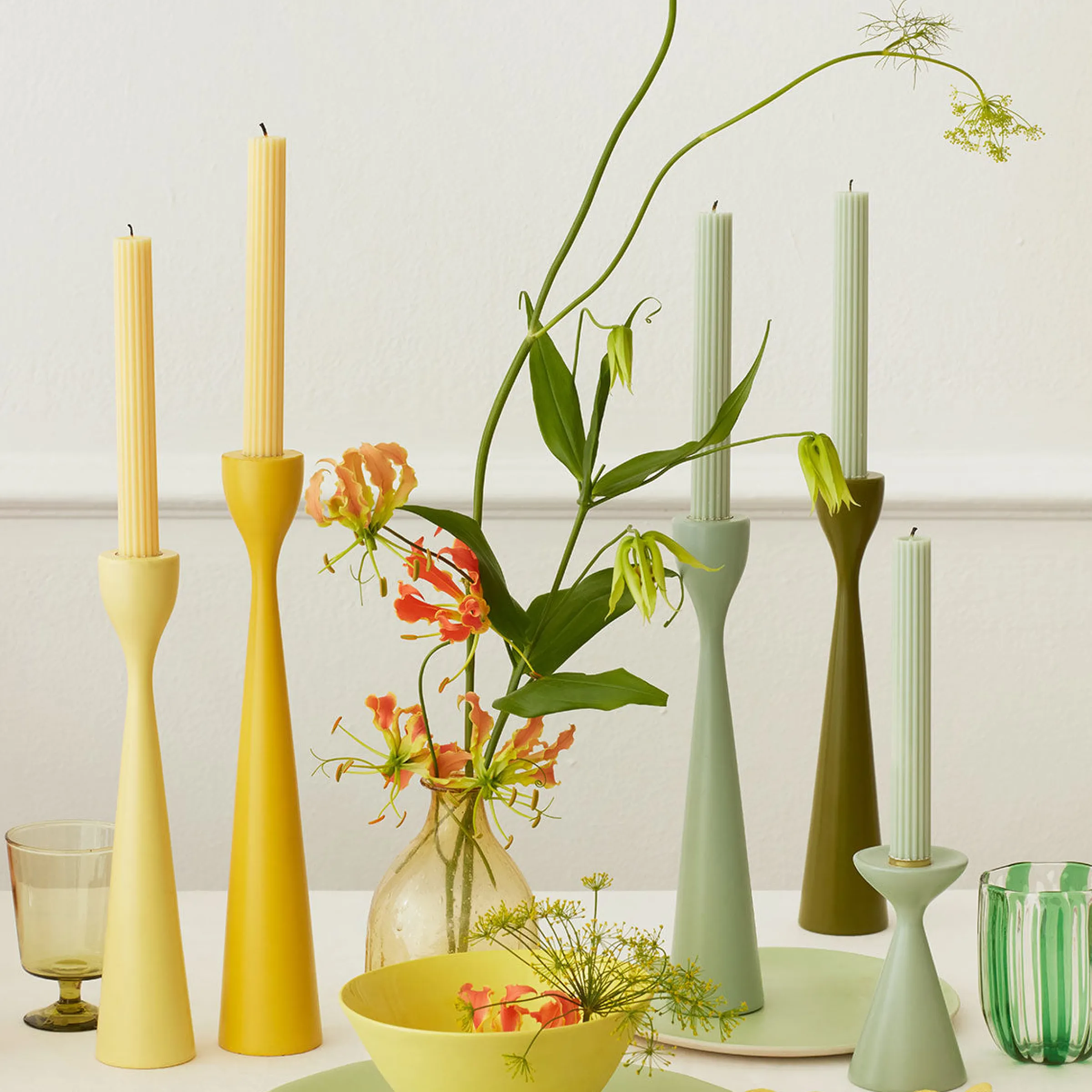Lemon Sherbet Yellow Table Candles (x 2)>Meri Meri Sale