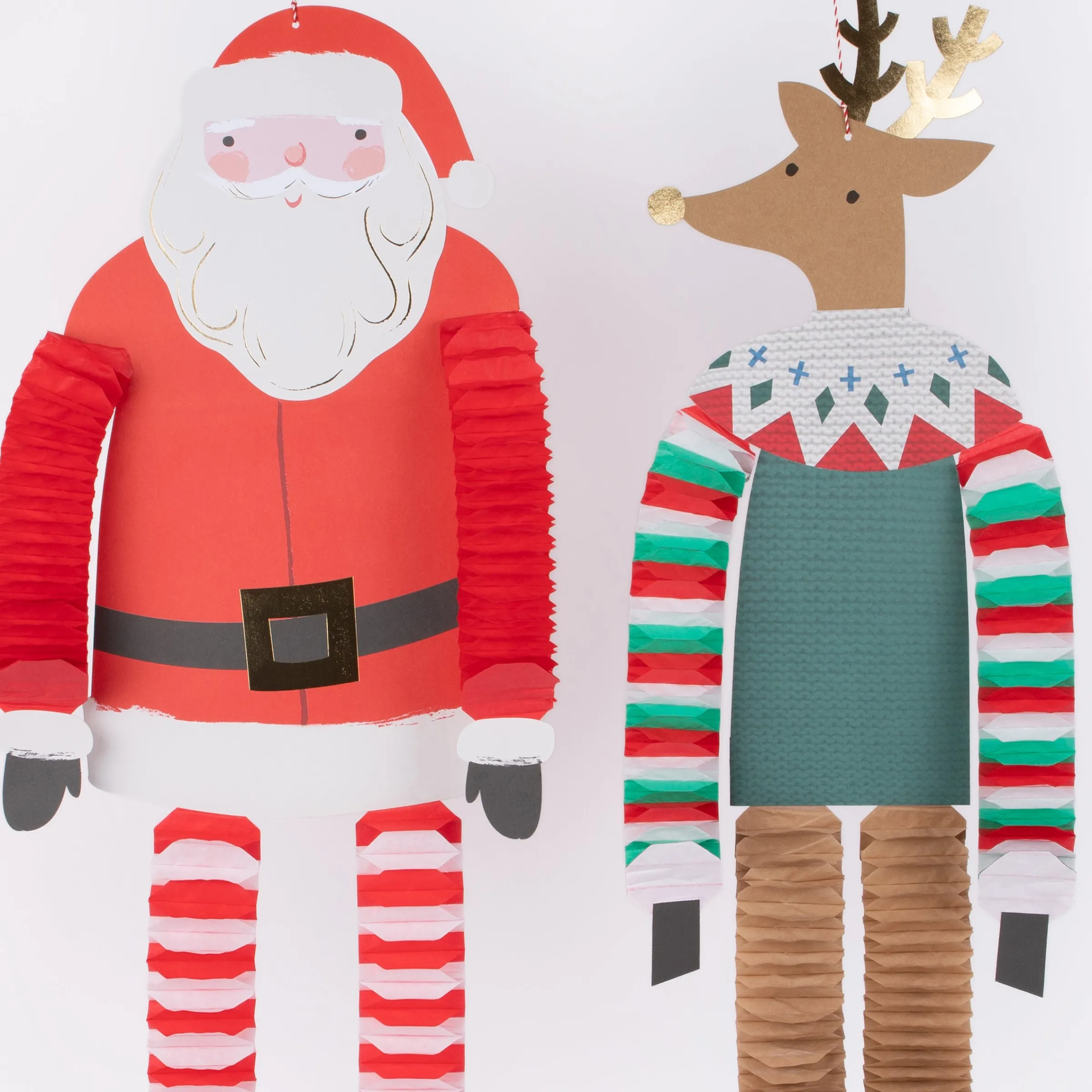 Long Legged Santa & Reindeer Decorations (x 4)>Meri Meri Outlet