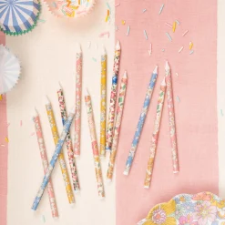 x Liberty Mixed Print Party Candles (x 16)>Meri Meri Sale