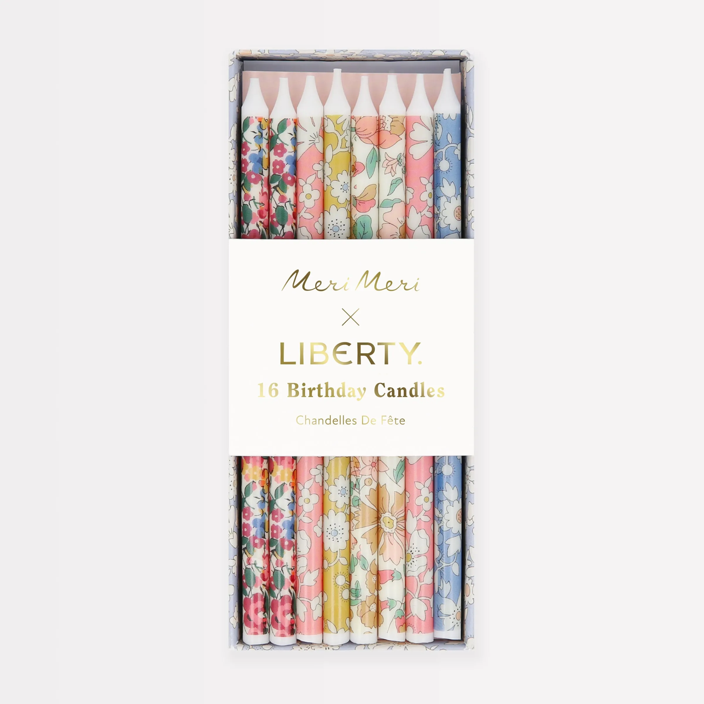 x Liberty Mixed Print Party Candles (x 16)>Meri Meri Sale