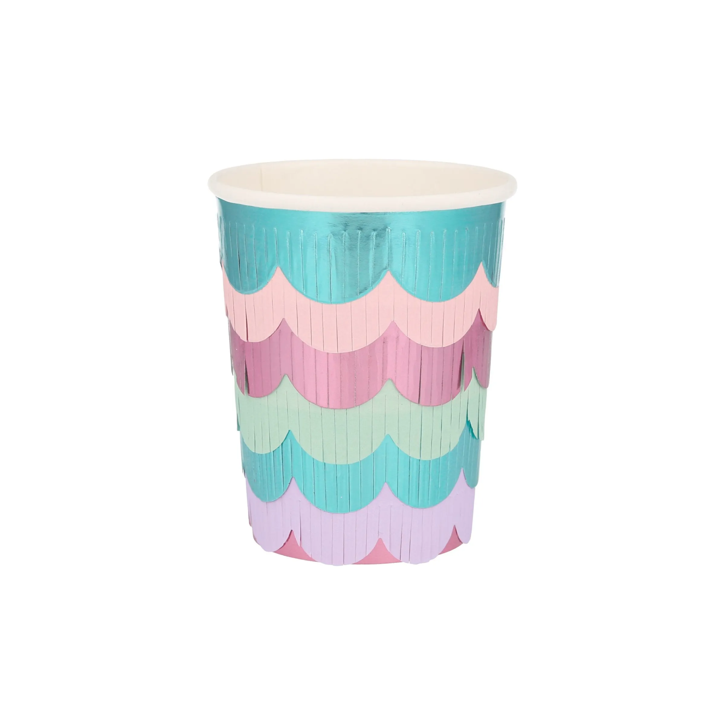 Mermaid Scalloped Fringe Cups (x 8)>Meri Meri Clearance