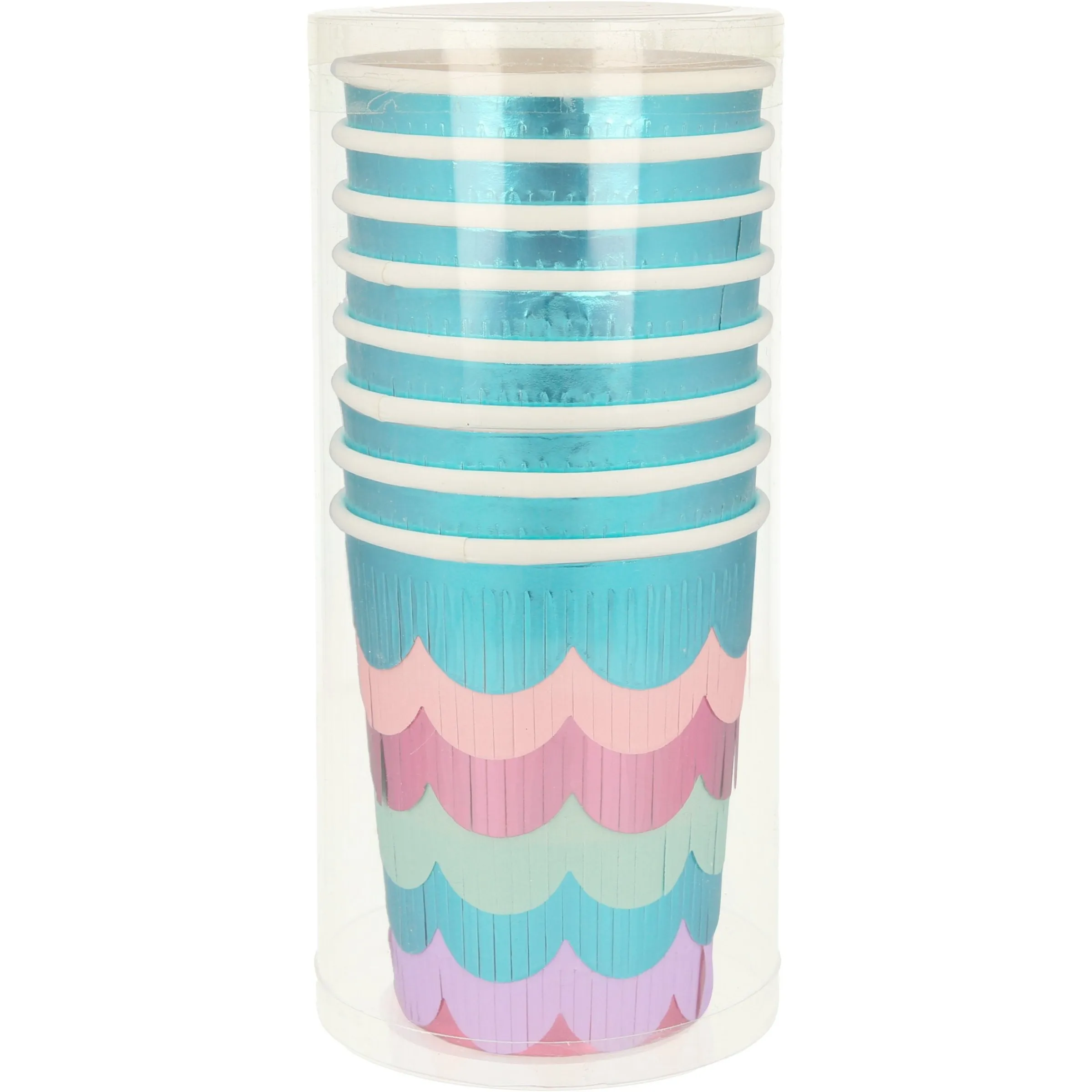 Mermaid Scalloped Fringe Cups (x 8)>Meri Meri Clearance