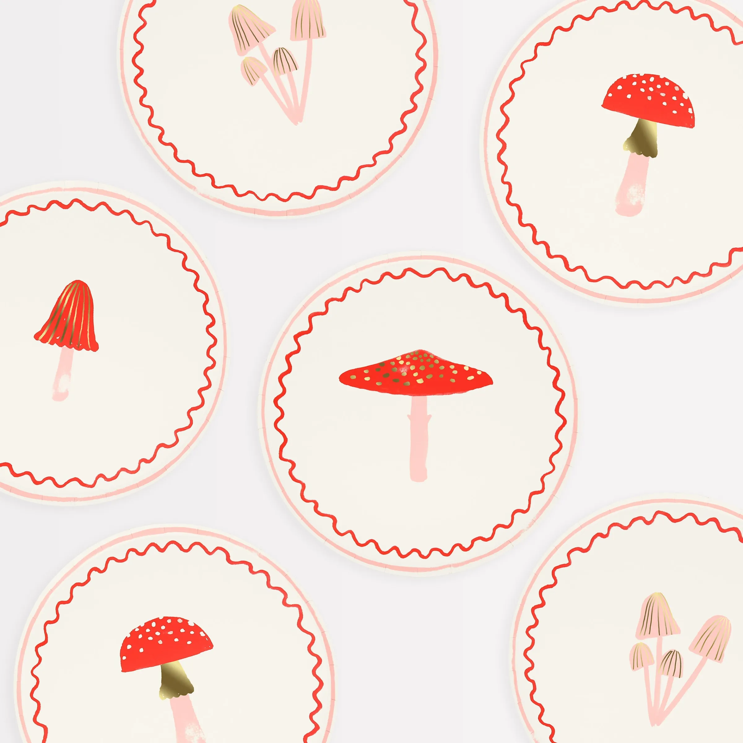 Merry Mushrooms Side Plates (x 8)>Meri Meri Hot