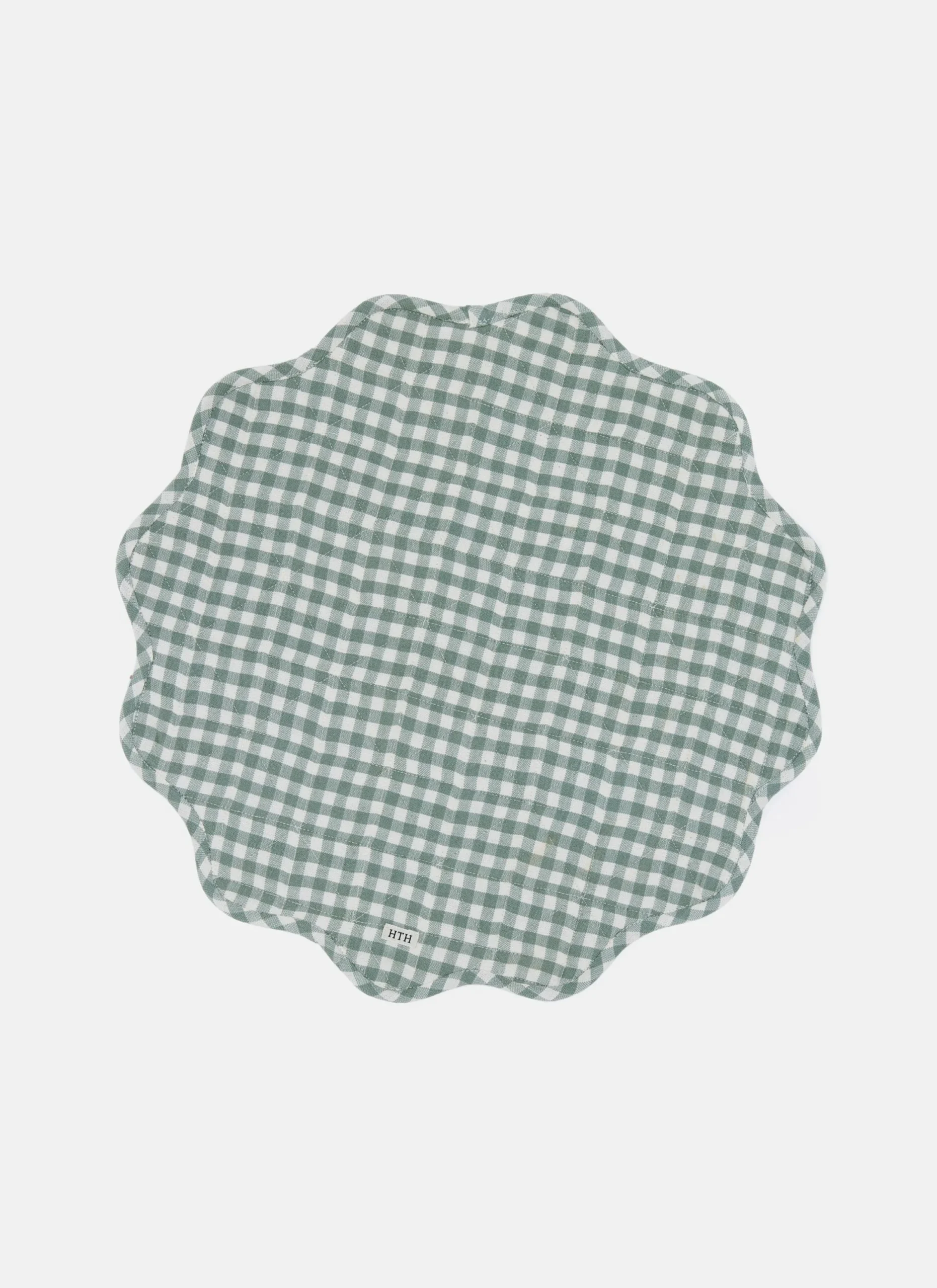 Mini Gingham Sage Scalloped Edge Placemat>Meri Meri New