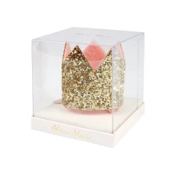 Mini Gold Glitter Crown Hair Clip><noscript><img width=