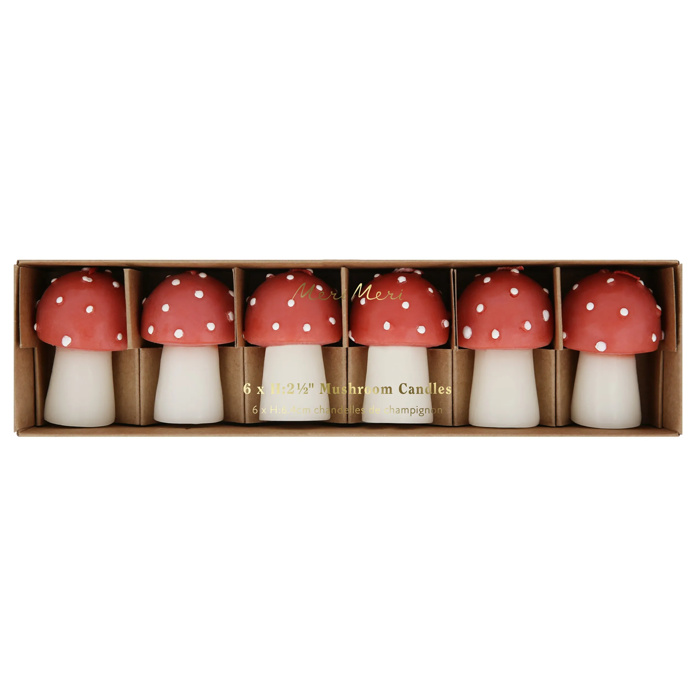 Mini Mushroom Candles (x 6)>Meri Meri Clearance
