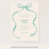 Mint Bow Ribbon Download & Print Invitation>Meri Meri Discount