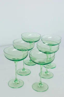 Mint Green Champagne Coupe Stemware (x 6)>Meri Meri Outlet