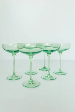Mint Green Champagne Coupe Stemware (x 6)><noscript><img width=