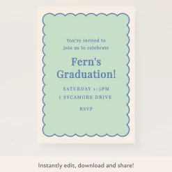 Mint Scallop Download & Print Invitation>Meri Meri Fashion