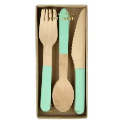 Mint Wooden Cutlery Set (x 24)>Meri Meri Outlet