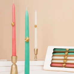 Mixed Gold Star Taper Candles (x 6)>Meri Meri Online