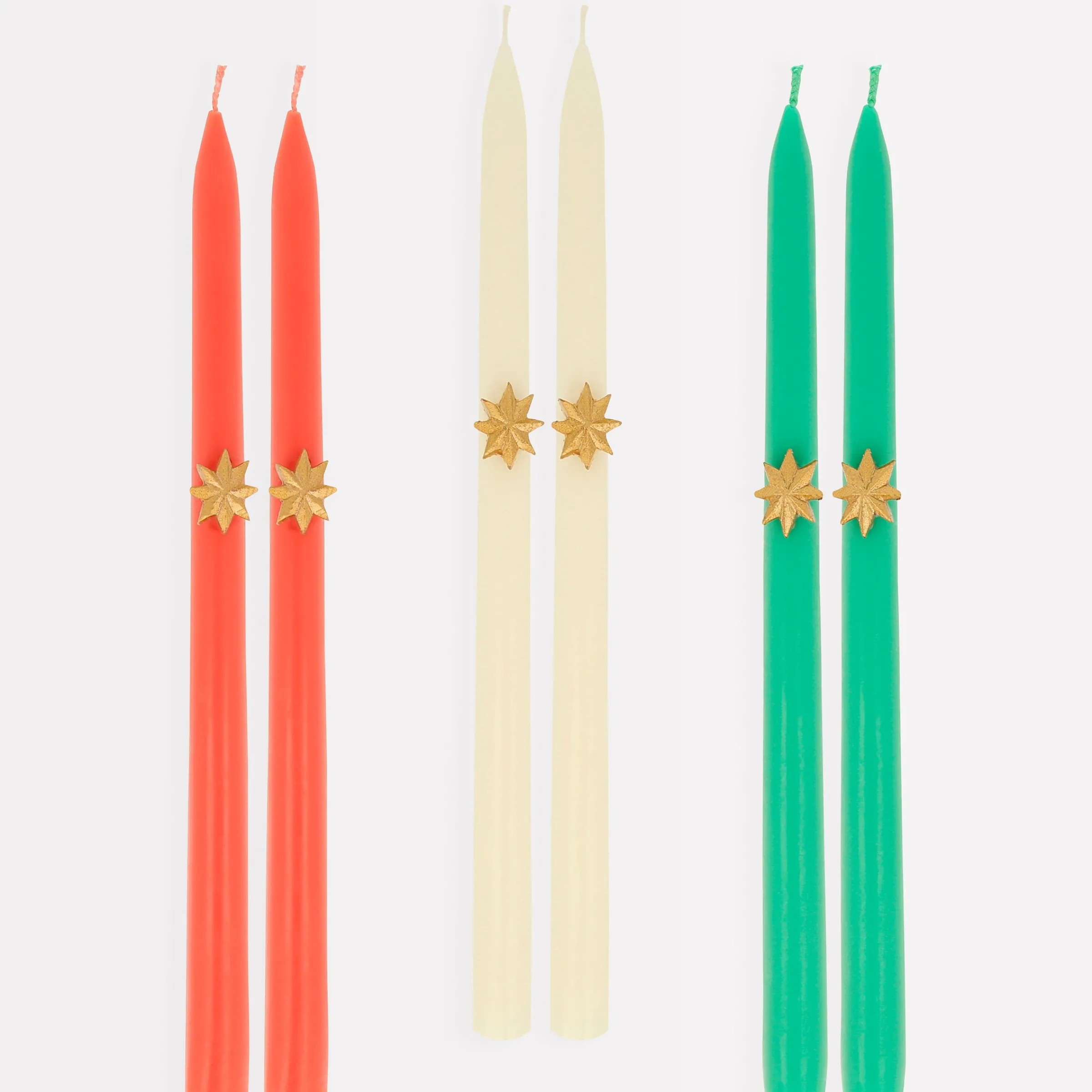 Mixed Gold Star Taper Candles (x 6)>Meri Meri Online