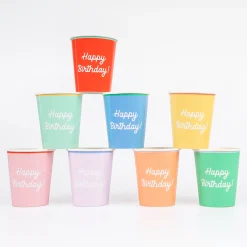 Mixed Happy Birthday Cups (x 8)>Meri Meri Best