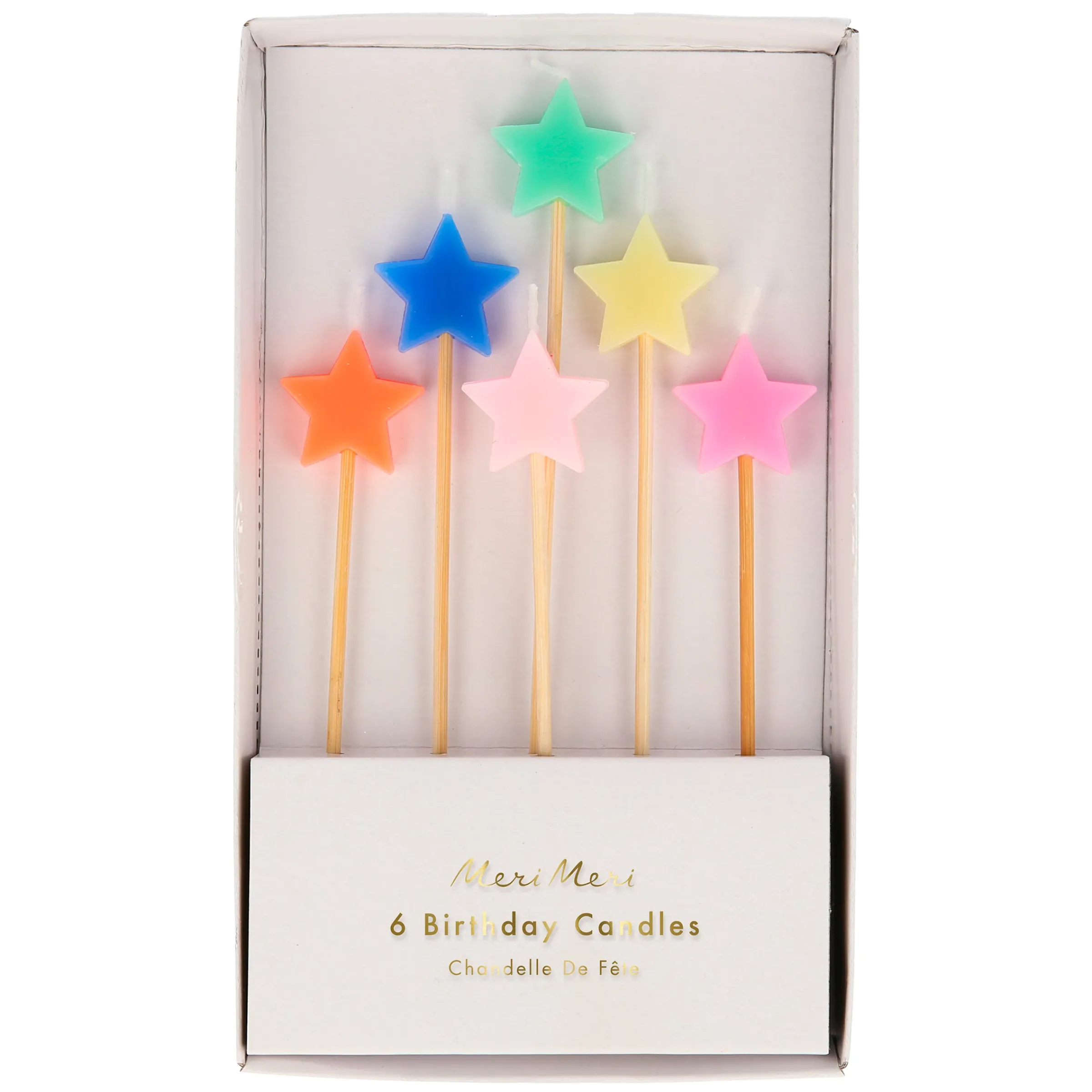 Mixed Star Candles (x 6)>Meri Meri Hot