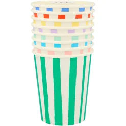 Mixed Stripe Cups (x 8)><noscript><img width=
