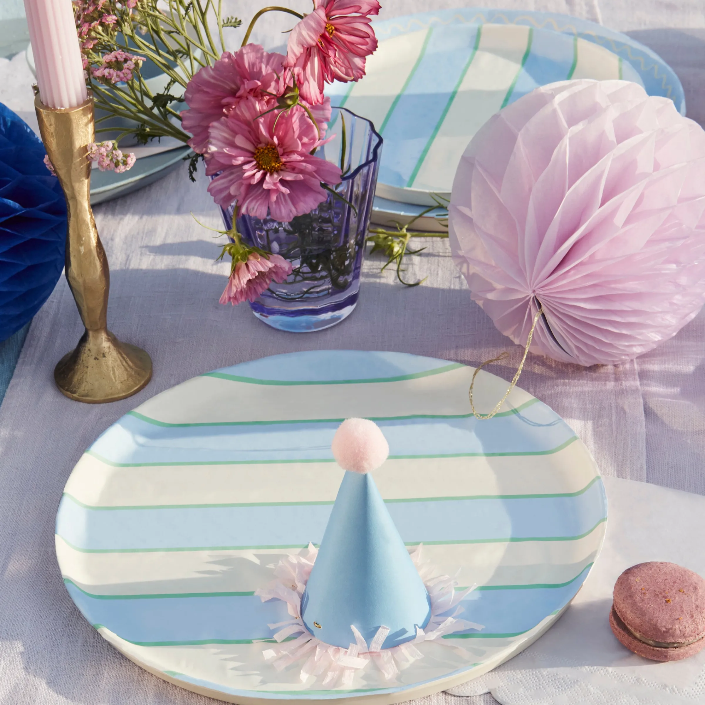 Mixed Stripe Reusable Large Plates (x 6)>Meri Meri Clearance