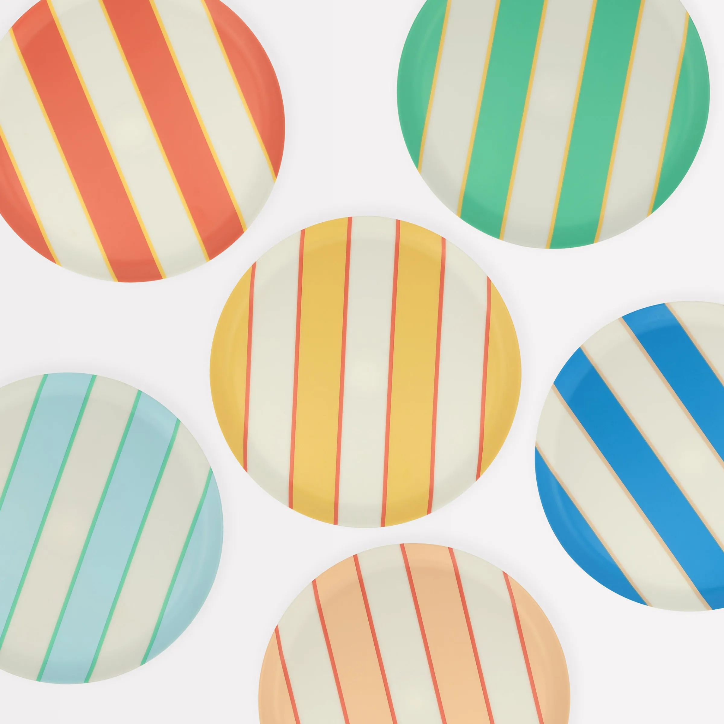 Mixed Stripe Reusable Small Plates (x 6)>Meri Meri New