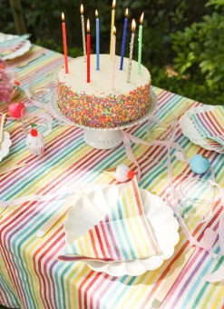 Multi Stripe Rainbow Tablecloth>Meri Meri Fashion