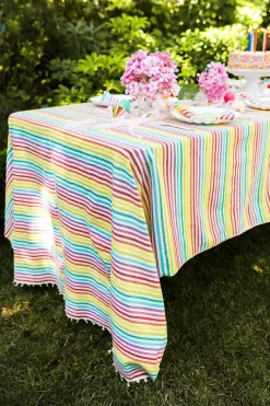 Multi Stripe Rainbow Tablecloth><noscript><img width=