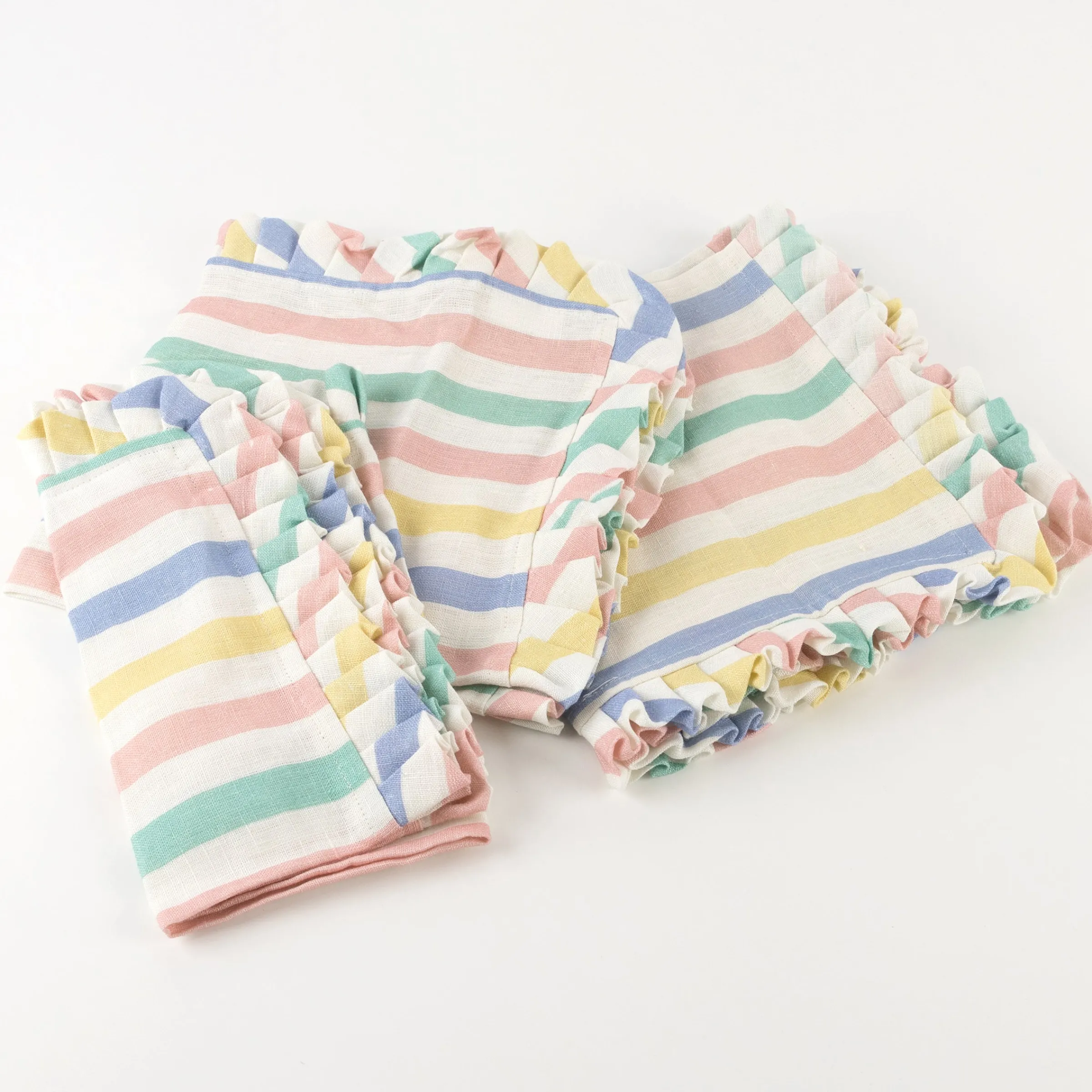 Multi Stripe Ruffle Fabric Napkins (x 4)>Meri Meri Outlet