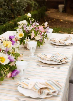 Multi Stripe Spring Pastel Tablecloth>Meri Meri Online