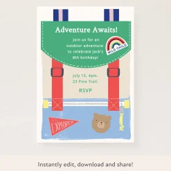 Outdoor Adventures Download & Print Invitation>Meri Meri Clearance