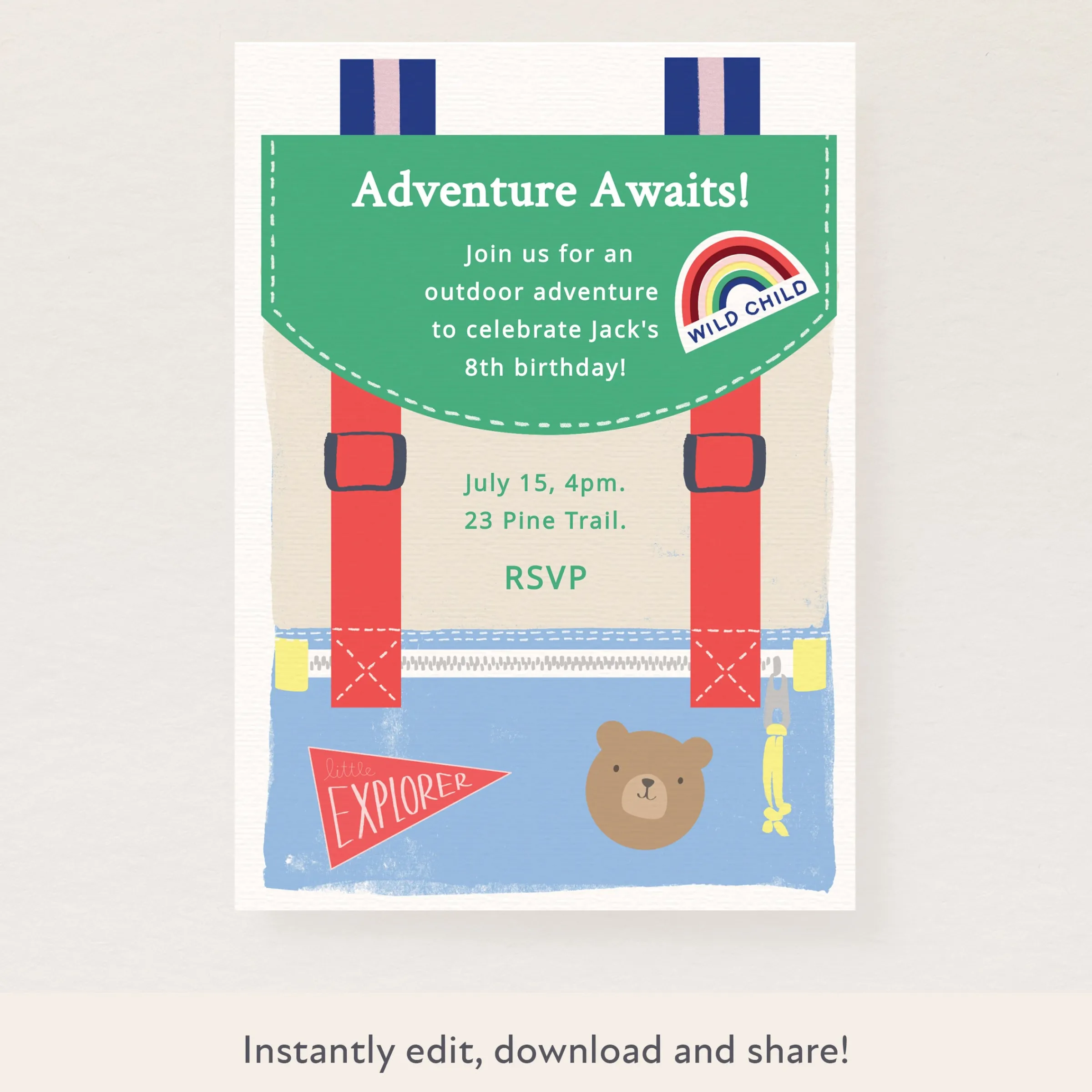 Outdoor Adventures Download & Print Invitation>Meri Meri Clearance