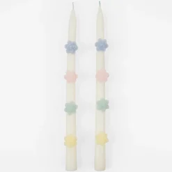 Pastel Flower Taper Candles (x 2)><noscript><img width=