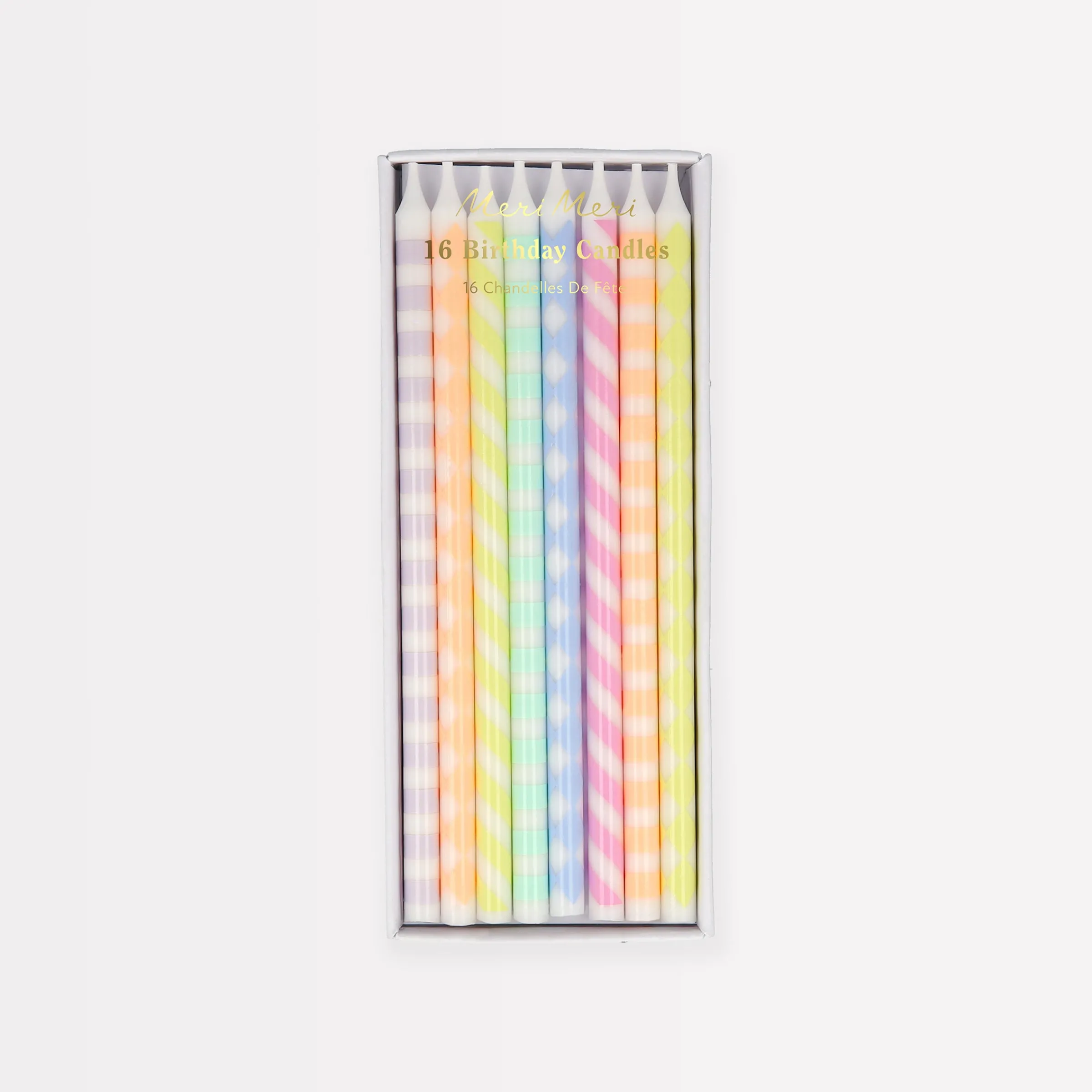 Pastel Patterned Candles (x 16)>Meri Meri Discount