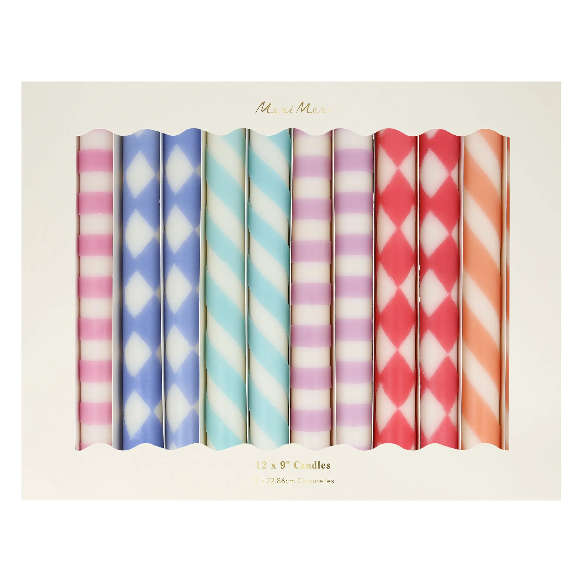 Patterned Table Candles (x 12)>Meri Meri Fashion