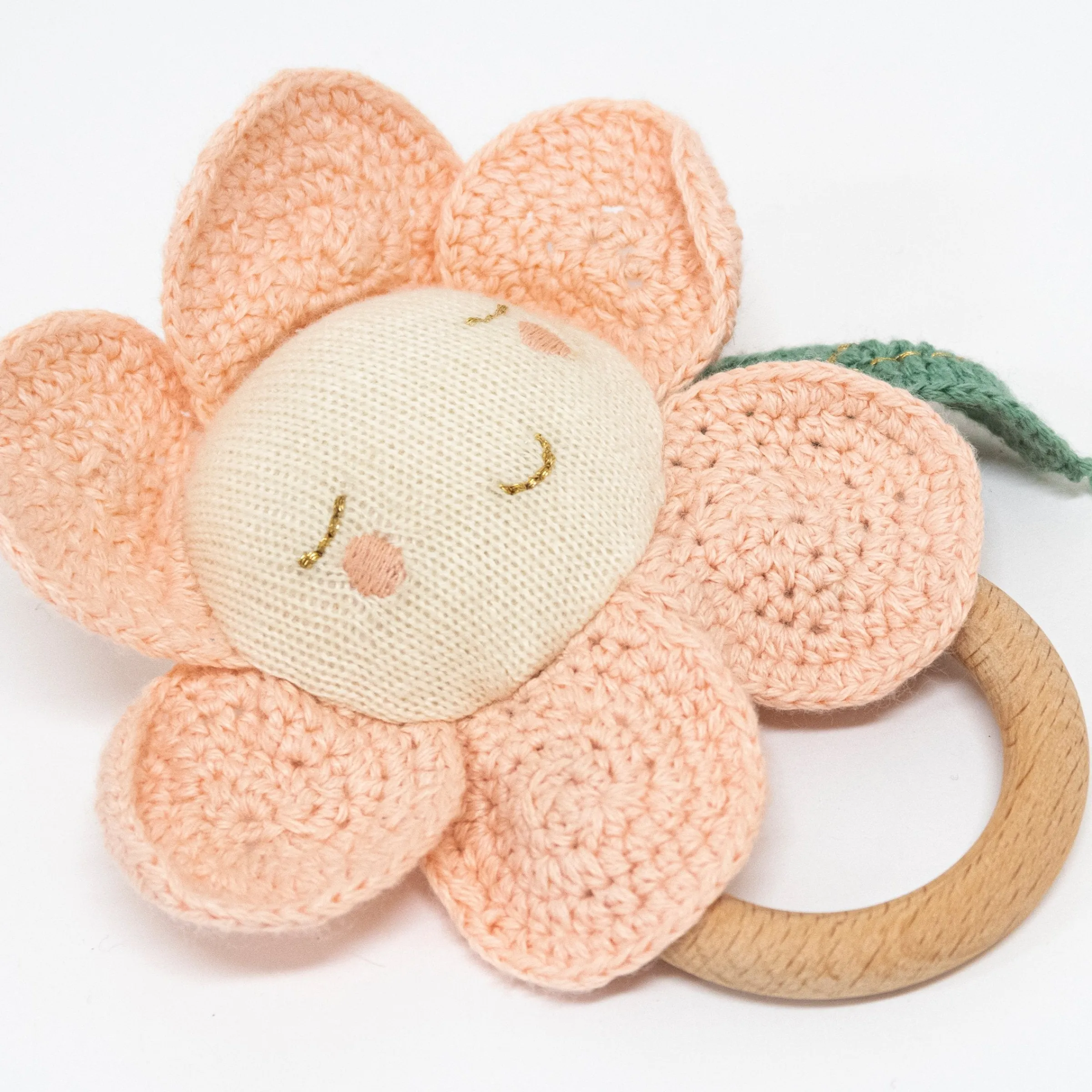 Peach Daisy Baby Rattle>Meri Meri Online