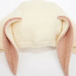 Peach Sparkle Bunny Baby Bonnet><noscript><img width=
